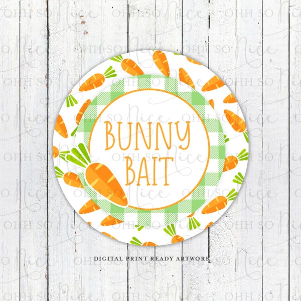 3 Sizes: Bunny Bait - Carrots for Treats and Cookies Tags Labels Instant Download, Printable - Fits Avery