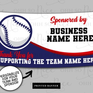 SHIPS FAST | Custom Baseball Team Sponsor Banner Fence Sign | Up to 3 Sponsors, Team & Colors - Printed Vinyl w/ Grommets