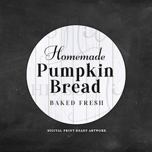 3 tamaños: pan de calabaza casero horneado fresco con fondo de madera blanca / etiqueta etiqueta tarjeta pegatina descarga instantánea - Se adapta a Avery