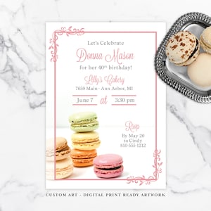 Macaron Bäckerei Party Einladung Download