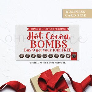 Tarjeta Hot Cocoa Bomb Punch / Visitante que regresa - Gracias por su compra / Tamaño de tarjeta de visita 3.5 x 2