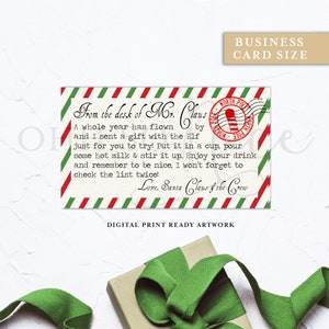 Carta de Santa con Etiqueta de bomba de cacao de chocolate caliente de elfo con instrucciones Descarga instantánea / Tamaño de tarjeta de visita 3,5 x 2