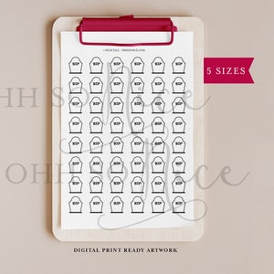 5 Sizes | Tombstone Icing Transfer Template | Instant Download | Graveyard Headstone Halloween RIP Transfers