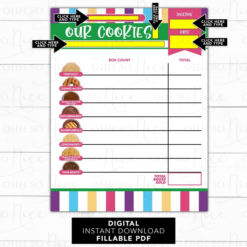 Printable and Fillable Tally Counting Sheet for Cookie Sales 2026 ...