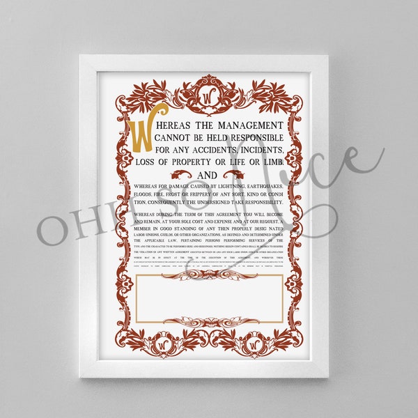 Digital File: Wonka Contract - LETTER & POSTER SIZE