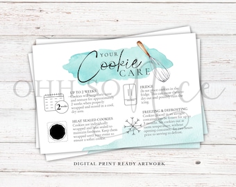 6" X 4" | Cookie Care Card | Ready to Print | Instant Download