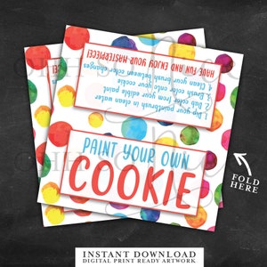 4&quot; Wide | PYO Paint Your Own Cookie Bag Topper | Instant Download | Colorful Watercolor Dots