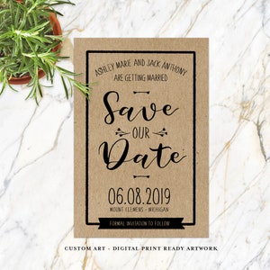 Rustikale Kraft Save the Date Postkarte Download