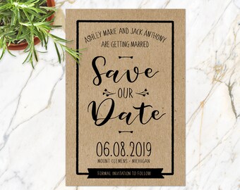 Rustic Kraft Save the Date Postcard Download