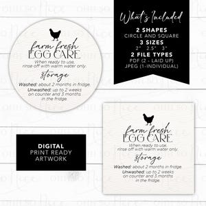 TAG: 3 Sizes 2 Shapes Fits Avery template | Egg Care Instructions | Simple