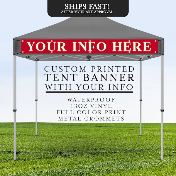 Custom Vinyl Tent Canopy Header Banner | Personalized with your Logo or Message | Multiple Sizes | Craft Vendor Show Festival Event Display