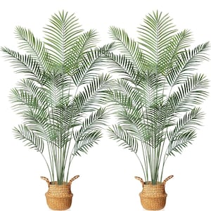 Artificial Areca Palm Tree 5/6 Feet Fake Tropical Palm Plant and Handmade Seagrass Basket, Perfect Tall Faux Dypsis Lutescens Plants
