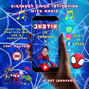 Spidey And His Amazing Friends Birthday Video Invitation - Spiderman Birthday Video Invitation - Version 3