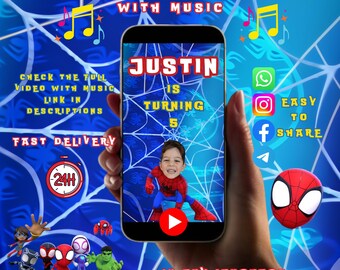 Spidey And His Amazing Friends Birthday Video Invitation - Spiderman Birthday Video Invitation - Version 3