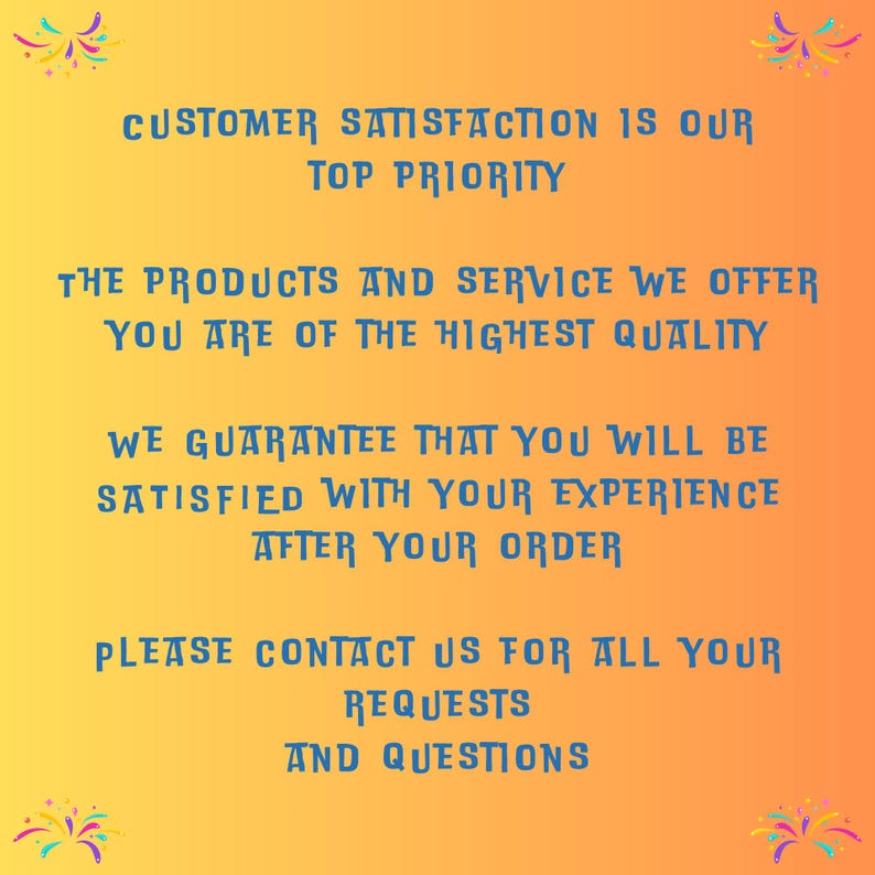 Puede incluir: Imagen con un fondo degradado de amarillo a naranja, con texto azul. El texto dice: "LA SATISFACCI&Oacute;N DEL CLIENTE ES NUESTRA PRIORIDAD PRINCIPAL." Otros textos incluyen garant&iacute;as sobre la calidad del producto y la satisfacci&oacute;n del cliente.