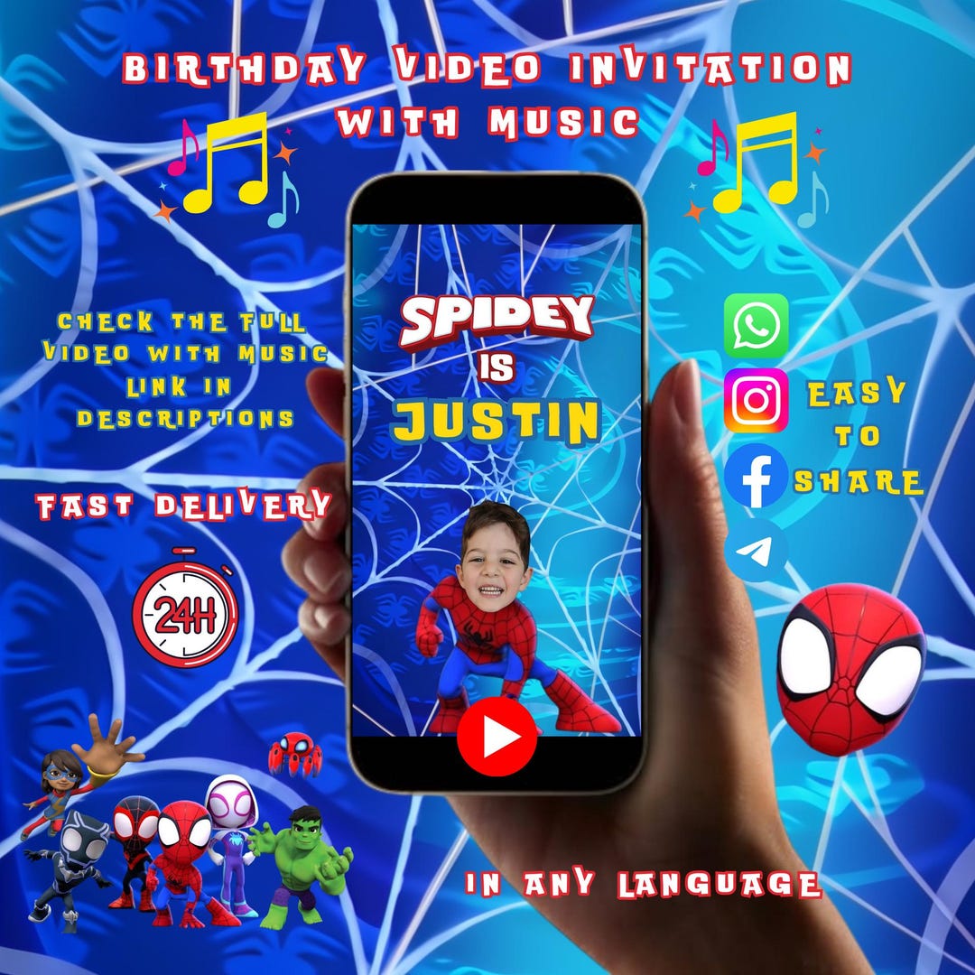 Spidey and His Amazing Friends Birthday Video Invitation Spiderman