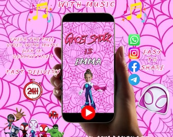 Ghost Spider And Her Amazing Friends Birthday Video Invitation - Ghost Spider Birthday Video Invitation