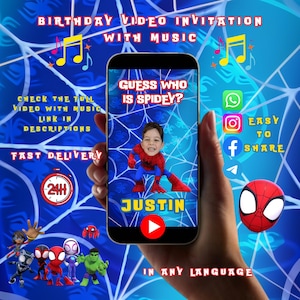 Spidey And His Amazing Friends Birthday Video Invitation - Spiderman Birthday Video Invitation - Version 1