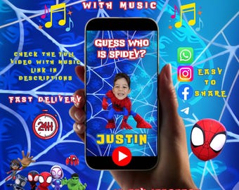 Spidey And His Amazing Friends Birthday Video Invitation - Spiderman Birthday Video Invitation - Version 1