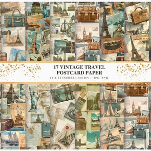 17 papiers peints vintage de cartes postales de voyage | Arrière-plans esthétiques d'aventure rétro | Designs de cartes postales et de cartes du vieux monde pour téléphones et ordinateurs de bureau