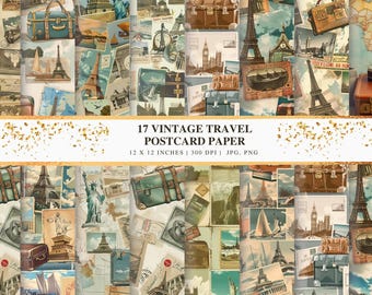 17 Sfondi di cartoline vintage, sfondi estetici da viaggio, sfondo mappa retrò, desktop da viaggio antico, set di sfondi per telefono, vecchio mondo