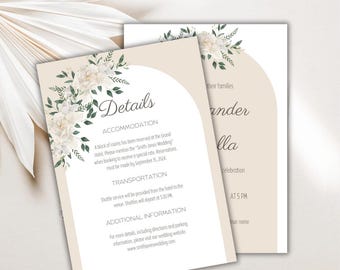 Minimalist Wedding Shower Invitation and Details Template | Editable Canva Bridal Shower Invite | Elegant Digital Invitation and Info Card