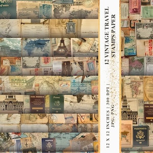 12 papiers peints numériques de voyage vintage | Arrière-plans esthétiques d'aventure rétro | Designs de cartes postales et de cartes du vieux monde pour téléphones et ordinateurs de bureau