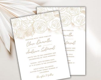 Bridal Shower Invitation Template Set, Editable Canva Wedding Shower Invite, Invitation and Details Card, Printable Bridal Invite Bundle