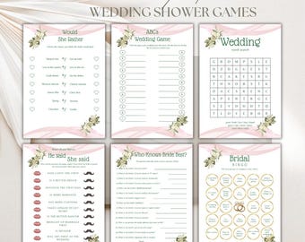 Bridal Shower Games Template, Editable Canva Wedding Games, Printable Bridal Shower Activities, Bachelorette Party Games, Bridal Game Bundle