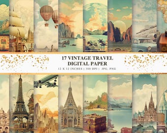 17 Vintage Travel Wallpapers, Retro Aesthetic Backgrounds, Old Map Wallpaper, Antique Postcard Desktop, Phone Wallpaper Set,Travel Aesthetic