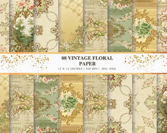08 Vintage Floral Wallpapers, Cottagecore Aesthetic Backgrounds, Retro Flower Wallpaper, Botanical Desktop, Phone Wallpaper Pack, Feminine