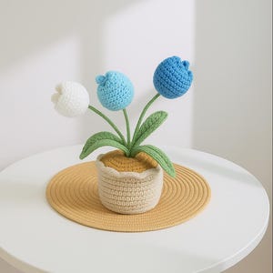 Handmade Crochet Bouquet,Tulip potted plant,Bouquet for Anniversary/Birthday,Valentine&#39;s Day crochet Bouquet,Halloween gifts,Gifts for mom