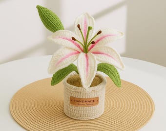 Handmade Crochet Bouquet, Lily Flowers, Bouquet for Anniversary/Birthday, Valentine's Day crochet Bouquet, Halloween gifts, Gifts for mom