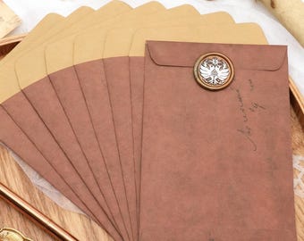 Antikes Kraftpapier Umschlag Set, 18x10cm Vintage Umschlag,Wachs Siegel Stempel Umschlag,Geschenk Karte/Grußkarte/Hochzeitseinladungskarte