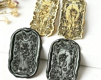 Plant tarotkaart lakzegelstempel, zegel roos/lelie, zegel + handvat, zegel huwelijksuitnodiging, zegels envelopdecoratie, zegel cadeaukaart, zegel cadeaukaart