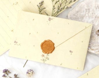 Floral Style Envelope Letter,Retro Creative Lacquer Seal Sealed Envelope,Small Fresh Invitation Letter Envelope,Wax Seal Stamp Envelope