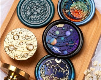 Sello de lacre de la serie Astronomía, sello de cielo estrellado, sello de galaxia, sello de logotipo personalizado, sello de invitación de boda, sello de decoración de sobres, sello de tarjeta de regalo