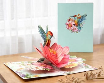 Hummingbird Floral Greeting Card, All Occasion – Birthday, Wedding, Mother’s Day, Premium Paper, Cute Bird Design for Family and Friends