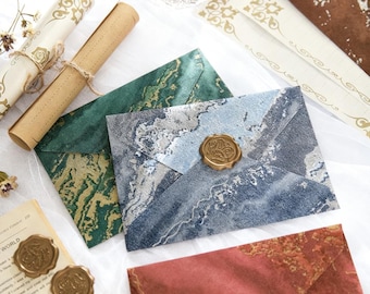 Vergoldetes Relief Umschlagpapier-Set, Vintage dicke Umschlagpapier, Hochzeitseinladungen / Briefe, Lackeinladungen, Wachssiegel-Stempelumschlag