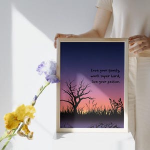 Sunset Tree Silhouette Art: Motivational Wall Decor (Digital Download)