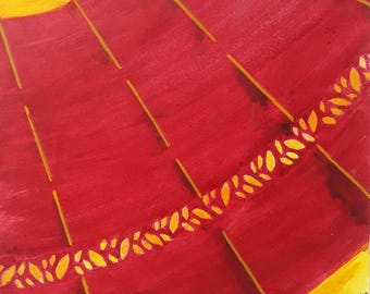 ORIGINAL PAINTING Art  ||  Crimson Leaf Pattern -  SHADES I