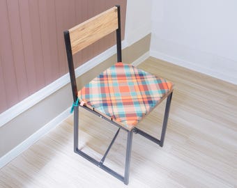 Cuscino per sedia in tartan fatto a mano: cuscino per sedia su misura con lacci