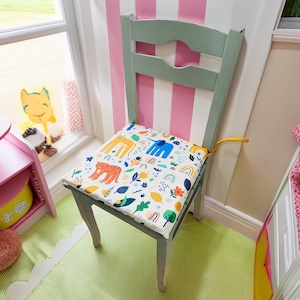 Handmade Kids Chair Cushion: Custom Fit Seat Pad with Ties