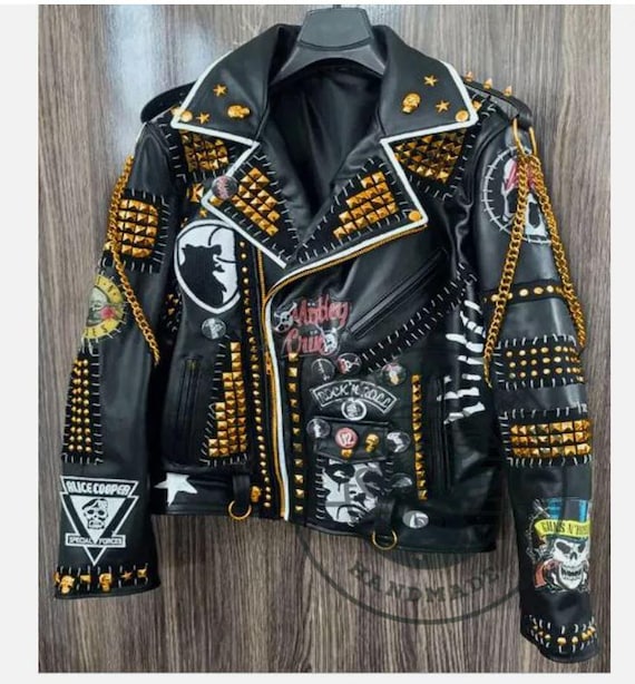 Men's Rock Band Leather Jacket – Alice Cooper & Guns N' Roses