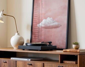 Japandi Cloud Pale Blush Pink Wall Art Print, Calming Above Bed Decor, Relaxing Living Room Decor