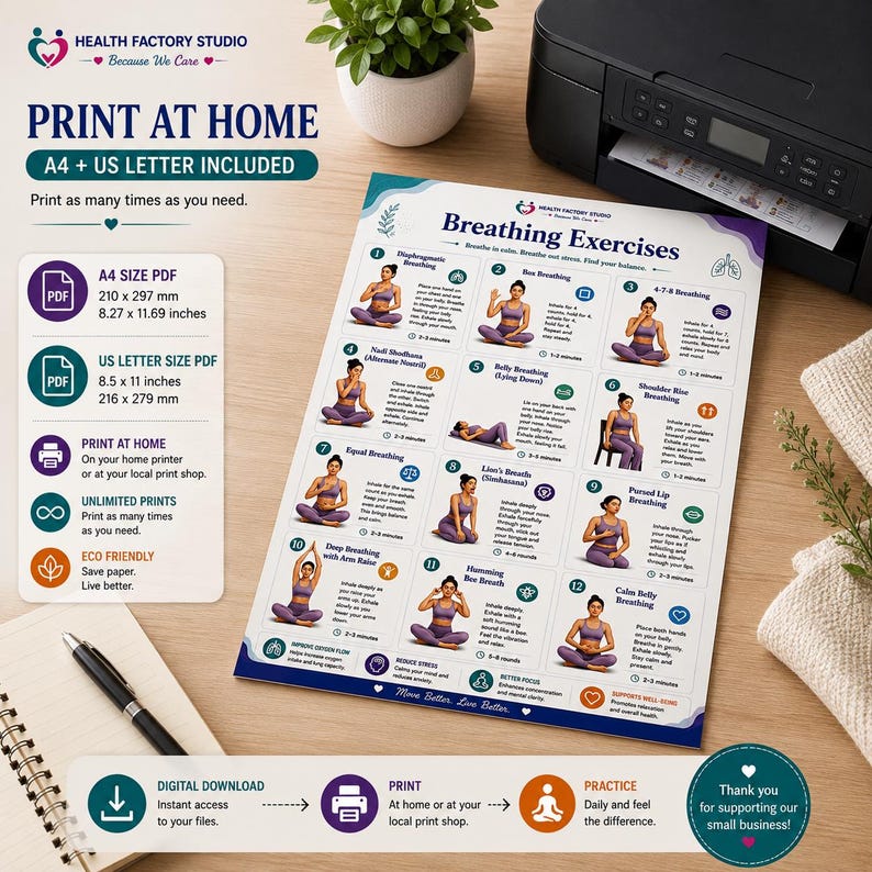 Relaxation Plan.pdf Breathing Exercises Printable PDF | Mindfulness Breathing Poster ...