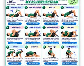 Ejercicios para el suelo pélvico masculino (PDF) – 16 ejercicios suaves para la salud de la próstata (imprimible)