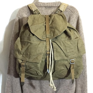 Vintage Military Rucksack Canvas Backpack Vegan Backpack Drawstring Weekender Bag Bushcraft Gear Day Pack Adventure Awaits Wanderlust Gift