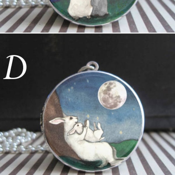 I Love You to The Moon & Back Personalized Bunny Locket Custom Photo Mother Daughter Kids Rabbit Necklace Love Filled Easter Basket Stuffers