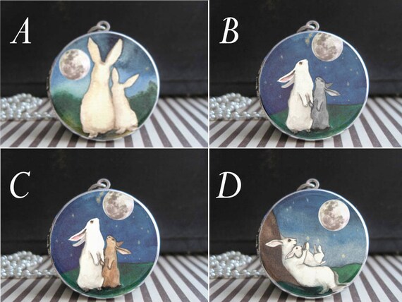 I Love You To The Moon Back Personalized Bunny Locket Custom Etsy